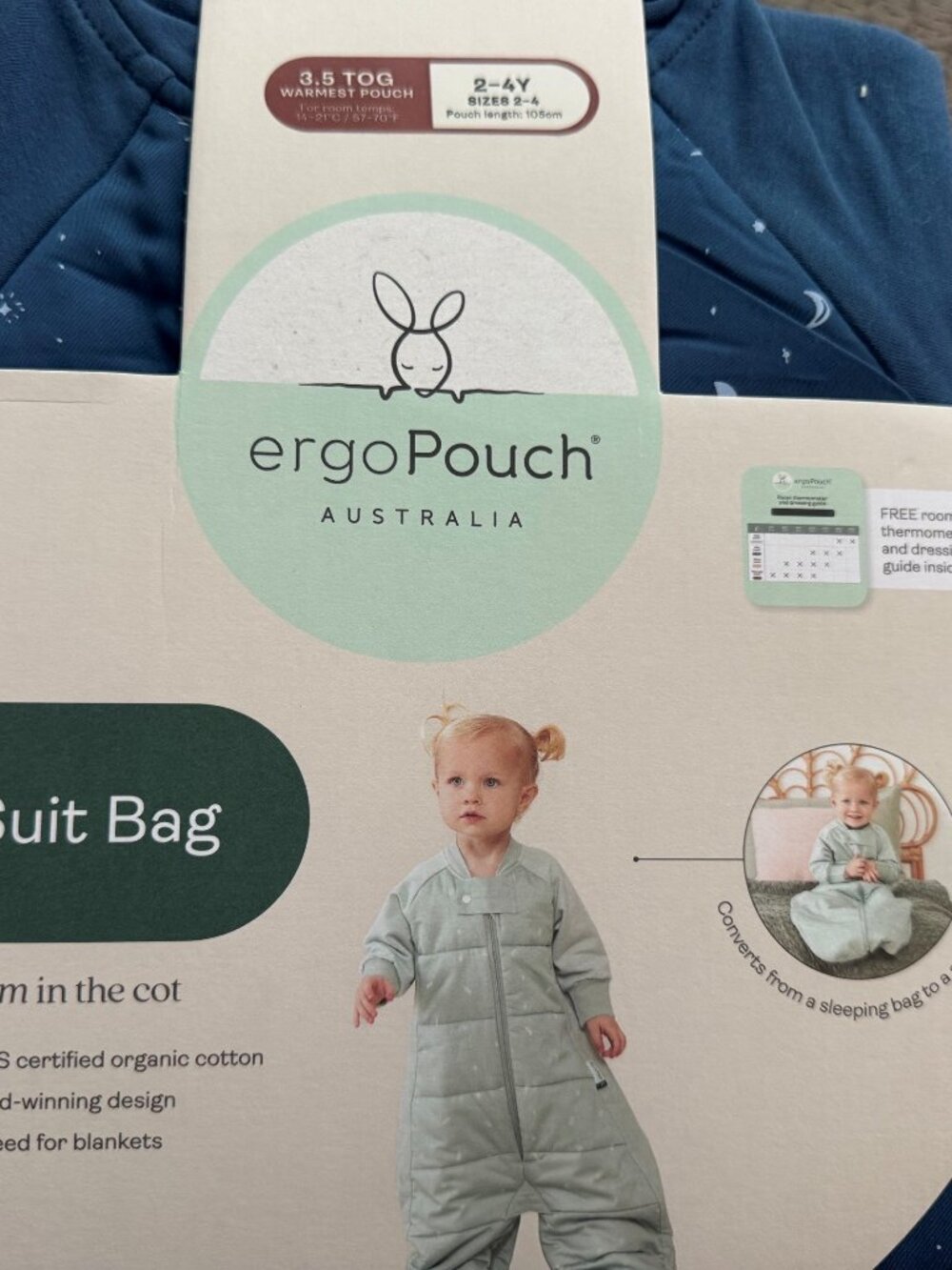 organic cotton sleep suit bag NWT